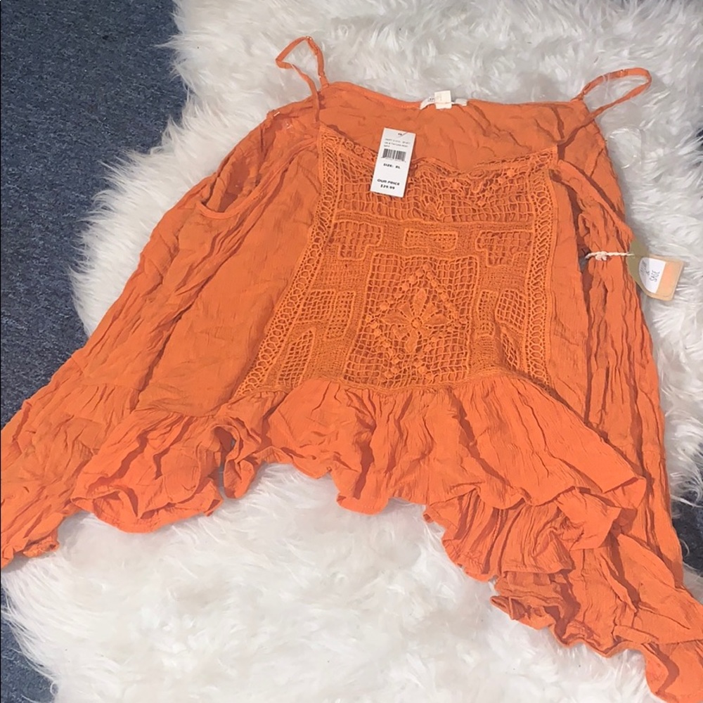 Orange boho chic woman’s top brand new with tags